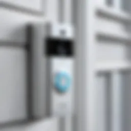 Close-up view of a Ring doorbell installation showcasing its sleek design and functionality.