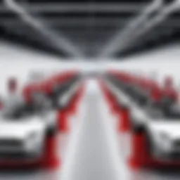 Overview of Tesla's manufacturing facility showcasing assembly lines