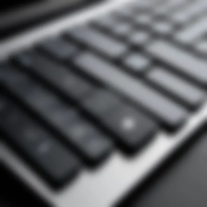 Close-up of the Surface Laptop keyboard showcasing its key design.