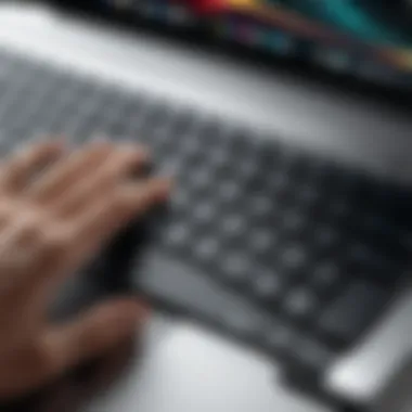 User typing on the Surface Laptop keyboard highlighting the typing experience.