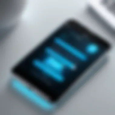 Glowing technology device displaying ATT Email Login App interface