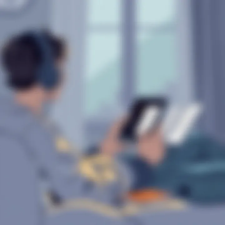 Enjoying Audiobooks with Audible Illustration depicting a person enjoying an audiobook through the Audible app in a cozy setting.