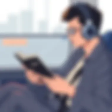 Person enjoying an audiobook while commuting