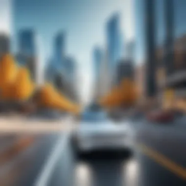 Autonomous Vehicle in Urban Environment An autonomous vehicle navigating through a cityscape, highlighting real-world applications.