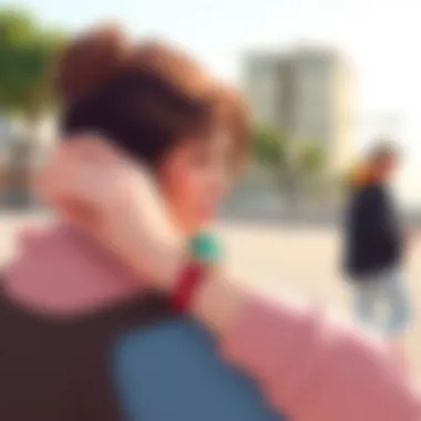 The Bellabeat Leaf Crystal worn as an accessory in a wellness context