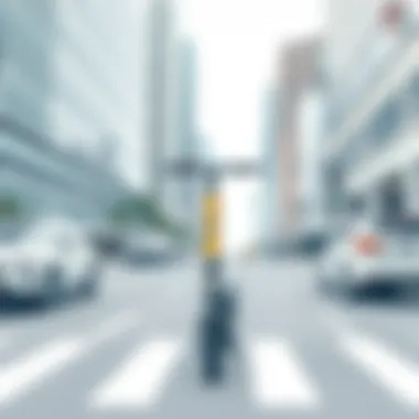 Bird scooter navigating through a city street