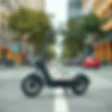 An electric scooter parked in an urban environment