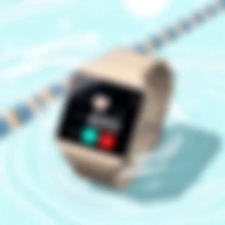 Swim Tracking Features of Fitbit Visual showcasing the swim tracking features of a Fitbit.