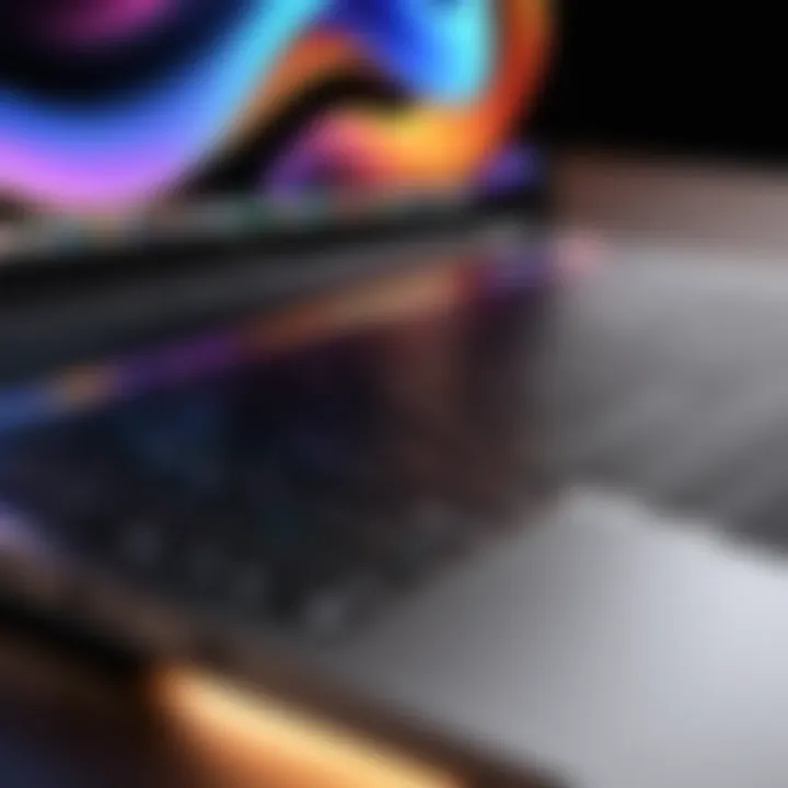 Close-up of innovative touch bar on MacBook Pro 13-inch 2022