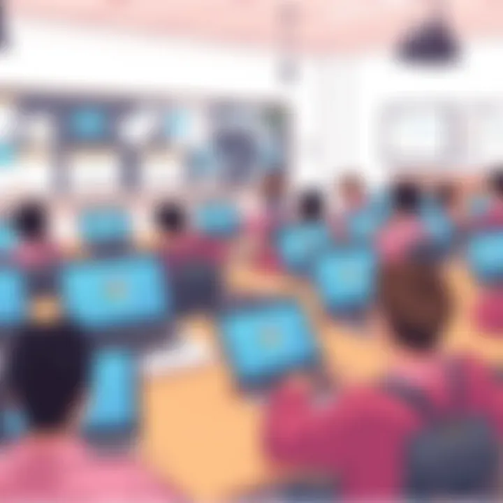 Chromebooks in Educational Settings A classroom setting where students use Chromebooks for learning