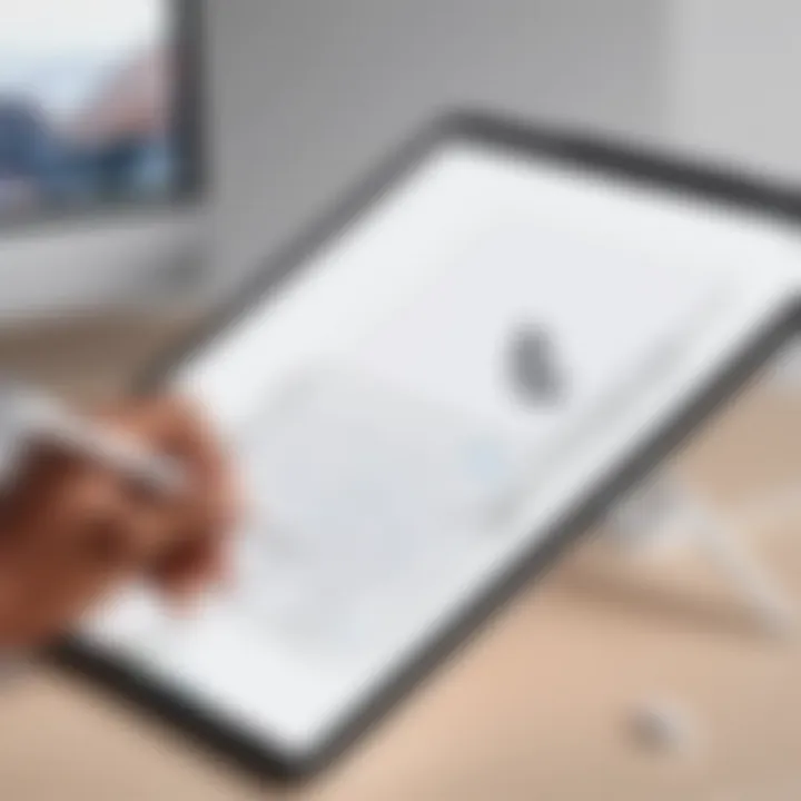 User interface showcasing the Apple Pencil 2021 in action on a digital canvas