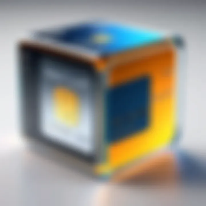 Conceptual representation of the debit card cube showcasing its digital features.