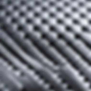 Detailed close-up of woven stainless steel wallet texture