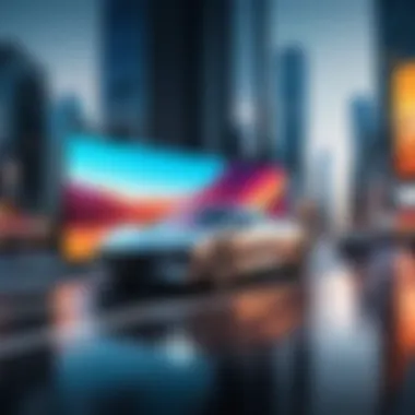 Digital Billboard Advertising in the Automotive Sector A dynamic digital billboard showcasing a luxury car in an urban setting