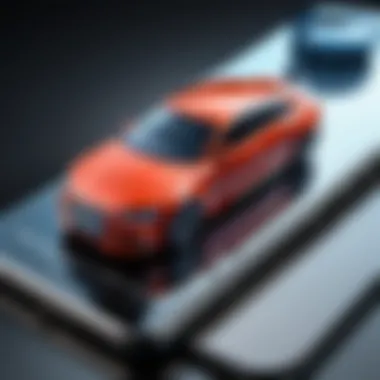 Car Advertisements on Mobile Platforms A close-up of a smartphone with a car advertisement on social media