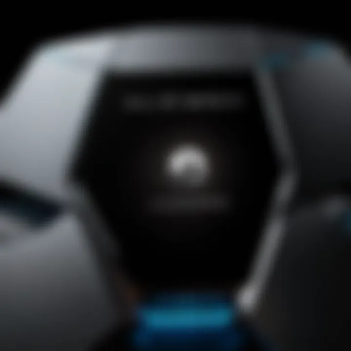 Close-up of Alienware console showcasing intricate design and lighting features