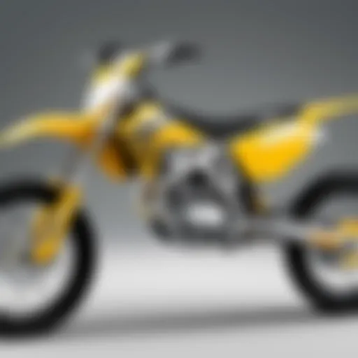 Close-up of a 70cc dirt bike showcasing its features