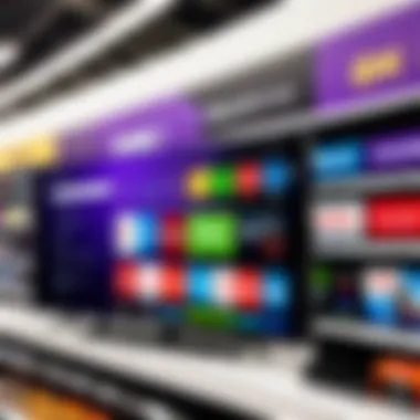 Roku streaming devices displayed on a retail shelf