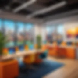 A vibrant co-working space in Chicago showcasing startups.