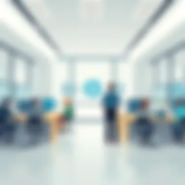 Modern office space at HP in San Diego showcasing collaborative work areas