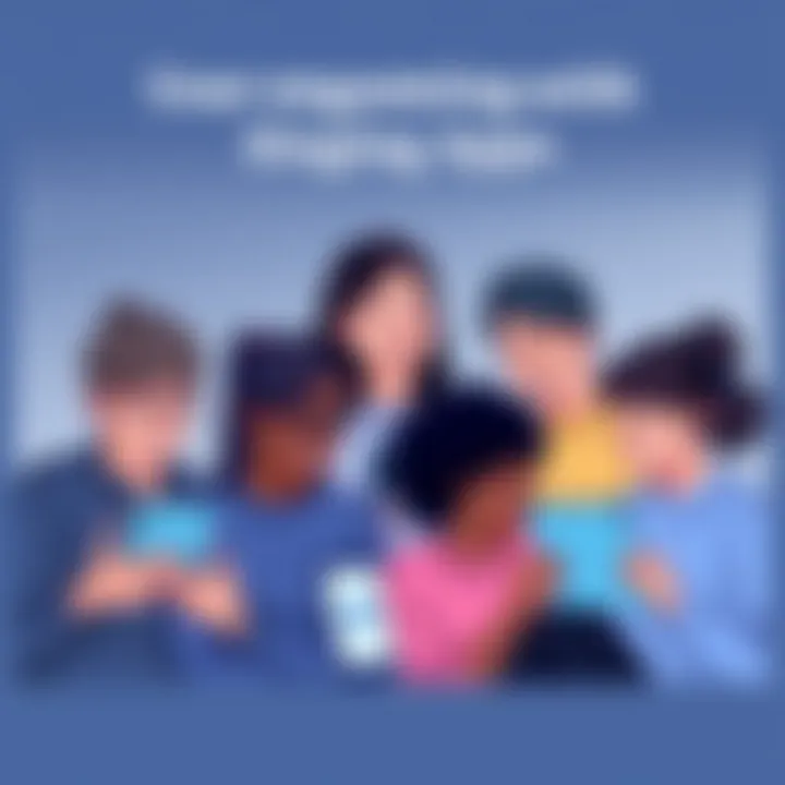 A diverse group engaging with a face animation singing app on various devices.