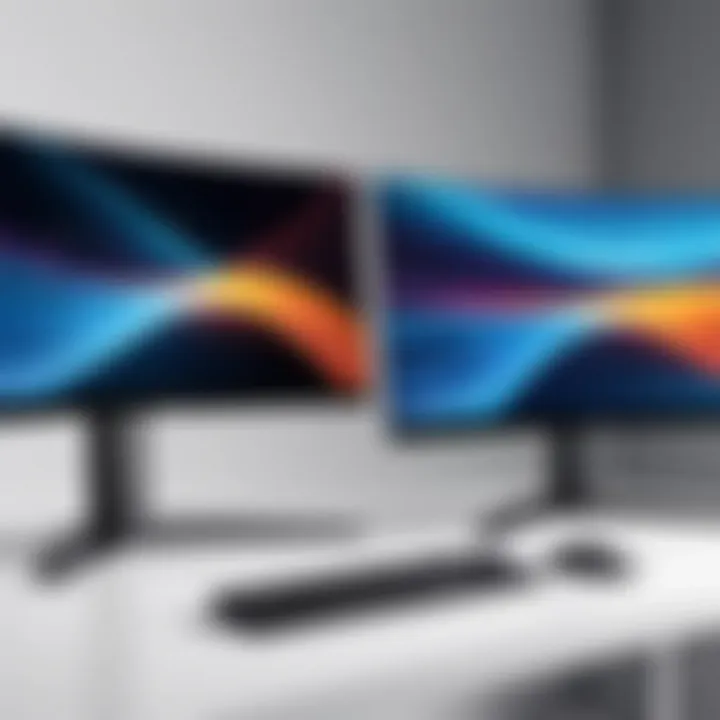 Comparison between curved and flat monitors highlighting ergonomic benefits.