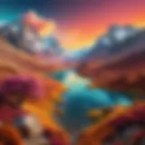 A vibrant display of various Instagram filters applied to a scenic landscape.