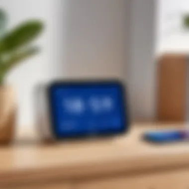 User interacting with Lenovo Google Smart Clock