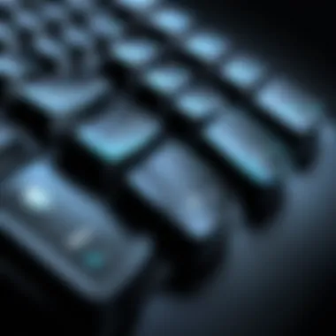 Highlighting Key Features of the Keyboard Close-up of Logitech wired keyboard features