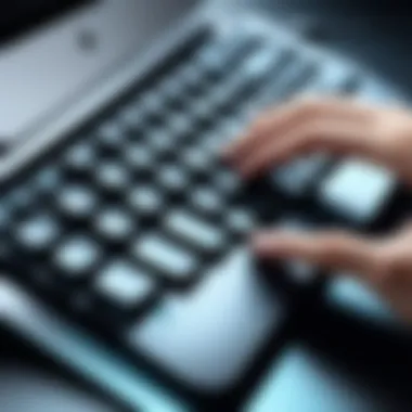 User typing on Logitech wired keyboard