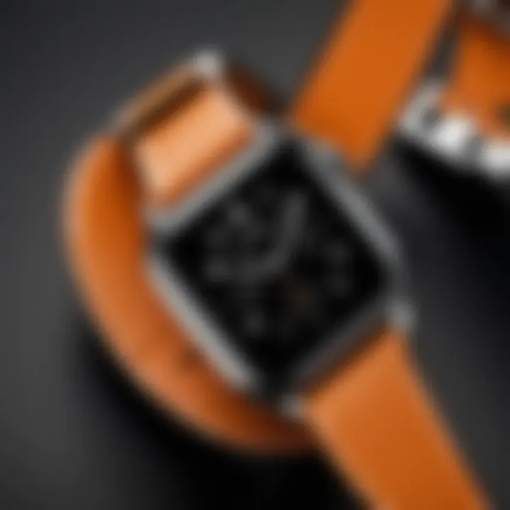 Close-up of Hermès Apple Watch band showcasing intricate craftsmanship