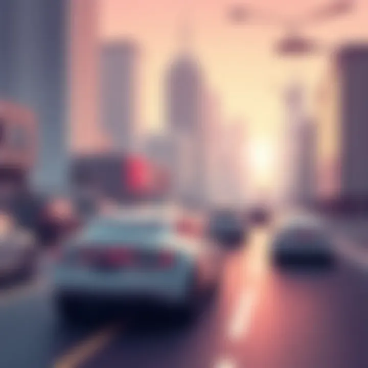 Future City with Autonomous Vehicles A futuristic cityscape influenced by Tesla's autonomous driving technology