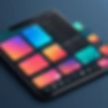 Moodboarding App Interface A sleek interface of a popular moodboarding app with diverse color palettes.