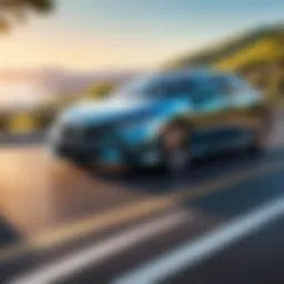 A sleek Honda electric car on a scenic road