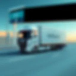 Futuristic autonomous truck navigating a highway