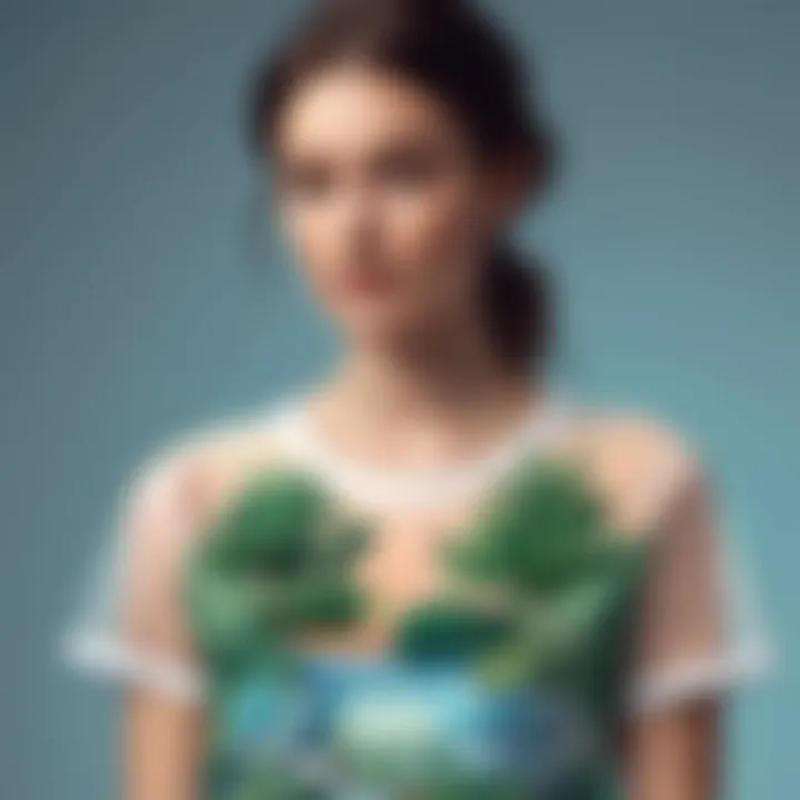 An artistic representation of sustainable fashion practices involved in the creation of threadless clothing.