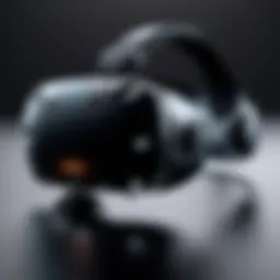 A close-up view of the Vive VR headset showcasing its sleek design and advanced features.