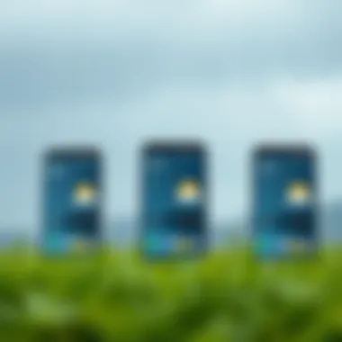 Comparison of different Android weather applications displaying rain