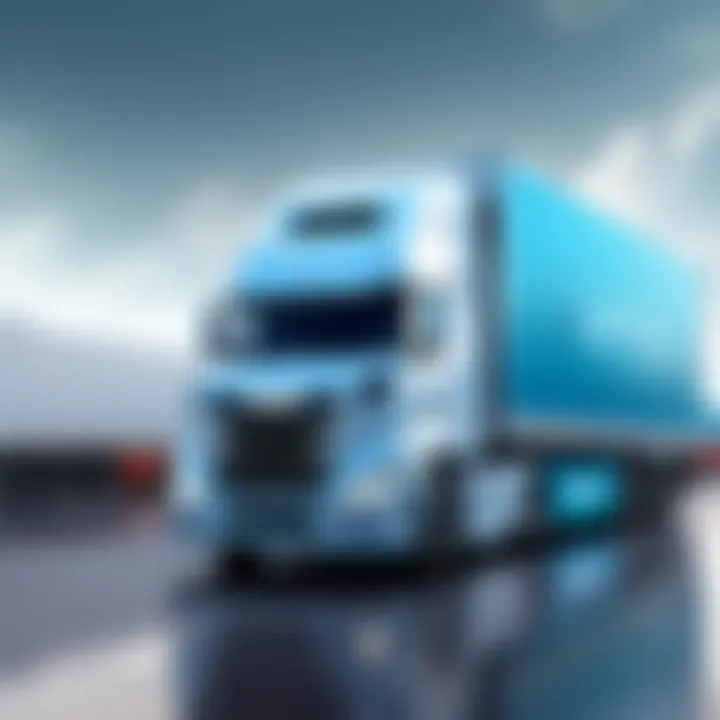 Artistic portrayal of a futuristic trucking company in Nigeria