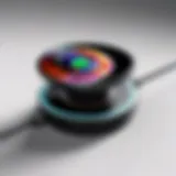 Close-up of an iPhone charging wirelessly with a PopSocket attached