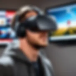 Oculus headset displaying YouTube VR interface