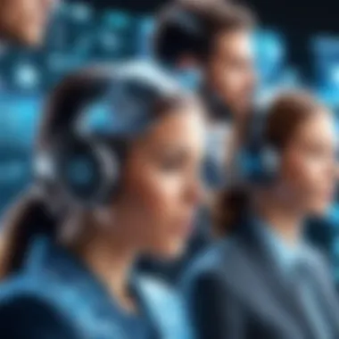 Seamless Global Communication Illustration of diverse individuals communicating seamlessly with the help of translation devices.