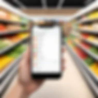 Grocery Sharing App Interface Visualization of grocery sharing app interface with community features