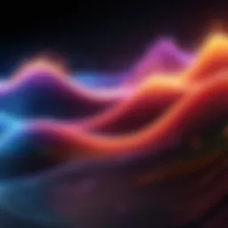 A digital representation of sound waves illustrating humming recognition technology.