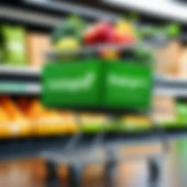 Elegant grocery shopping cart with Instacart logo