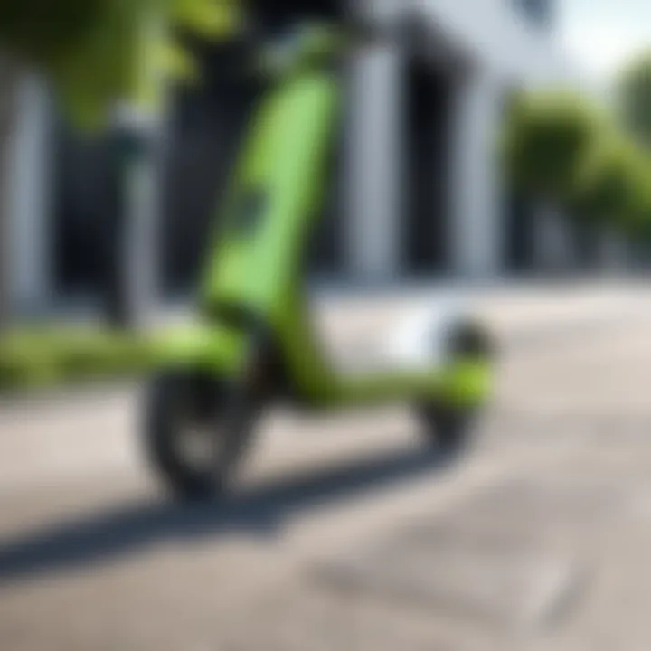 Lime scooter parked next to a charging station