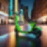 Sleek Lime scooter gliding through city streets