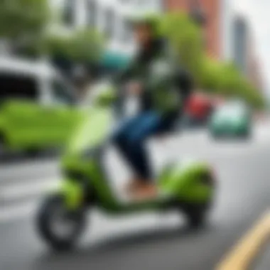 Lime scooter riders enjoying a smooth ride in a bustling city