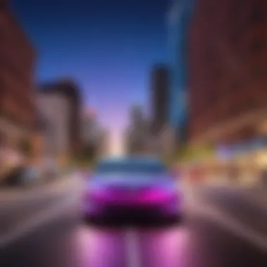 The Glow of Lyft Amps in Urban Landscapes Lyft Amps illuminated in a city setting