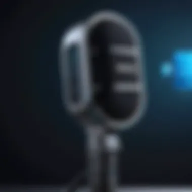 Advanced Microphone Language Translator A futuristic microphone language translator showcasing sleek design and advanced technology.